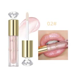 QIBEST 5 Colors Glitter Lip Gloss Long Lasting Diamond Pearlescent Metallic Liquid Lipstick Moisturizing Lip Glaze Tint Makeup