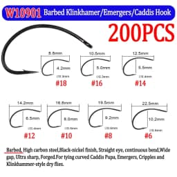 200pcs Barbed and Barbless Fishing Fly Hook Nymphs Pupa Egg Fly Dry Fly Wet Fly Jig Nymph Hook Caddis Streamer Fly Tying Hook