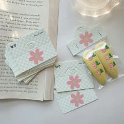 50pcs/lot Foldable Packaging Paper Cards 6.4x4cm Pink Bow Cards for Handmade Jewelry Retail Hang Tag Flowers Display Cardboard