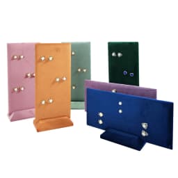 40-Hole Velvet Jewelry Display Stand - Detachable Earring & Pendant Organizer with Wooden Base, Multi-Color for Boutique