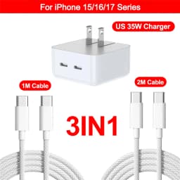 For Apple Original PD 35W Dual Type C Charger For iPhone 17 Air 13 12 11 14 15 16 Pro Max Plus iPad Charger Fast Charging Cable