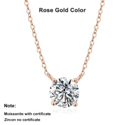 NeeTim 1ct 2ct 3ct 5ct D VVS1 Moissanite Necklace for Women Sterling Silver 925 with Yellow Rose Gold Plated Sparkling Pendant