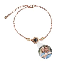 Custom Photo Bracelet Personalized Photo Projection Bracelet Circle Photo Bracelets with Picture Inside for Women Birthday Gifts