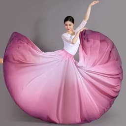 2025 Gradient Color Dance Skirt Eleganc Women's Square Dancing Perform Maxi Skirts Elastic-waist Big-hem Chiffon A-line Skirts