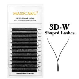 New MASSCAKU 5cases/lot  W Shape Eyelash Extensions 3D-8D Premade Volume Fans WW Style False Eyelashes Natural Private Label