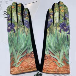 Women Autumn Winter Keep Warm Touch Screen Oil Painting Literary Fashion Personality Gloves Elasticity Drive Cycling Retro Opera