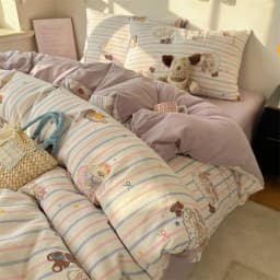 1 Pcs High Density Quilt Durable Quilt Cover Korean Aesthetic Stripe Duvet Covers Soft Skin-Friendly Breathable Comforter Cover