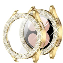 Bling Case for Samsung Galaxy Watch 6 4 Case 40mm 44mm Accessories Fashion Two Rows Diamond bumper Galaxy Watch 5 6 40 mm Cover