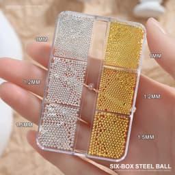 6 Grids Transparent Crystal Nail Pile Diamond Luxury Heart Square Nail Art Rhinestones Gems Sparkle Glass Nail Stones DIY Charms