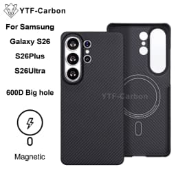 YTF-carbon Luxury Real Kevlar Case for Samsung Galaxy S26 Ultra/S26Plus/S26, Aramid Fiber Magnetic MagSafe Cover