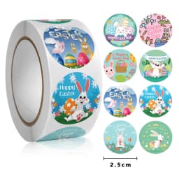 100-500pcs Happy Easter Stickers Cute Rabbit Stickers Gift Sealing Labels Baking Package DIY Wrapping Box Kids Gift Bag Decor
