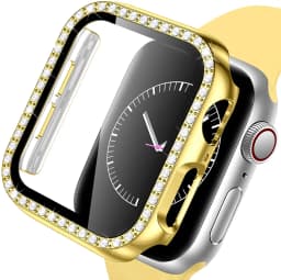 Glass+Case For Apple Watch series 8 7 6 5 4 3 SE Diamond bumper Screen Protector+cover iWatch case 45mm 41mm 44mm 40mm 42mm 38mm