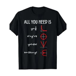 Romantic Math Equation "LOVE" Print T-Shirt Casual Short Sleeve Top for Men and Women Korean Style Fashion Black Vintage Tops