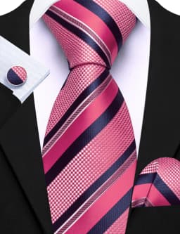 Fashion Diagonal Striped Tie Set for Men Formal Party Business Wedding Necktie Handkerchief Cufflinks 3PCS Suit Accessories