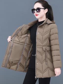Slim Fit Women's Cotton Jacket 2025 New Style Autumn Winter Coat Polyester Fiber Fill Long Sleeve Zipper Closure Mid-Length