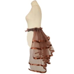 E15F Women's Elastic Waist Layered Long Tulle Skirt Ruffled Mesh Overskirt For Stage Performances Game Wear