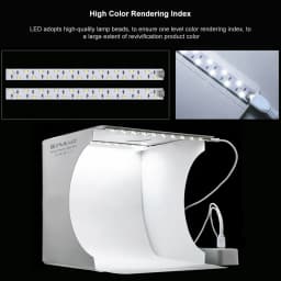 PULUZ 20cm Mini 2 LED Panels Folding Portable 1100LM Light Photo Lighting Studio Shooting Tent Box Kit with 6 2 Colors Backdrops