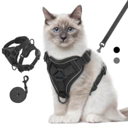 VavoPaw Cat Harness and Leash Set for Walking Adjustable Kitten Vest Harness with Reflective Strip Breathable Mesh Cat Harness