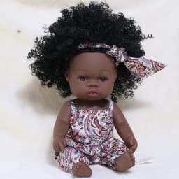 14 Inch 35cm Reborn African Doll Simulation Soft Vinyl Newborn Baby Dolls Children Lifelike Toys Girls Christmas Birthday Gifts