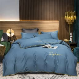 Svetanya Solid Cotton Embroidery Bed Linens Hotel Home Bedding Sets Sheet Pillowcase Duvet Cover Set