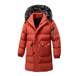 Winter Men's Hooded Jacket Large Fur Collar Thick Warm Cotton Coat Medium-Length Versatile Windproof Fashionable Workwear