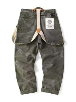 World War II Heavyweight 100% Cotton Washed Canvas Overalls - Durable Loose Straight Men's Lumberjack Casual Workwear Pants