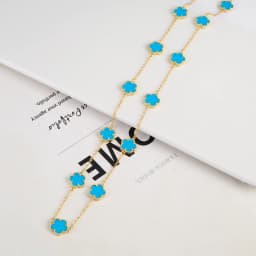 Natural Stone Shell Plant Five Leaf Flower Creative 20 Leaf Pendant Necklace Sweater Chain Women's Advanced Gift Clover