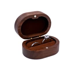 Handmade Walnut Wood Ring Box with Transparent Lid Romantic Engagement Jewelry Case for Couple Custom Engraved Personalized Name