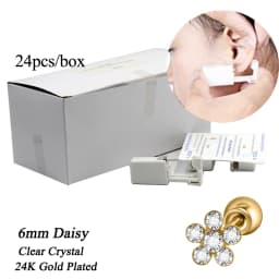 24pcs/Box Disposable Ear Piercing Gun Safe Ball Clasps Mini Daisy Crown Earring Piercer Machine Tool For Adult Kids Wholesale