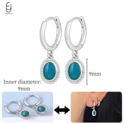 925 Sterling Silver Needle Exquisite Turquoise Silver Earrings for Women Blue Crystal Geometry Pendant Earrings Luxury Jewelry