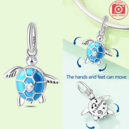 925 Sterling Silver Ocean Series Blue Turtle Starfish Shell Fit Original Bracelet Charms for Women diy Fine Jewelry Gifts