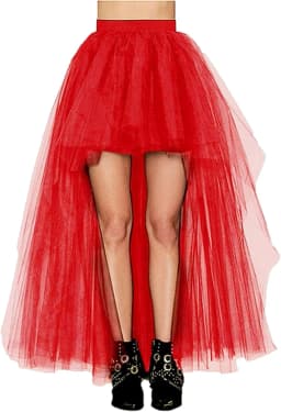 Women Tiered Short Skirts Fluffy Tulle Multi-layer High-Low Petticoat A Line Elastic Waist Underskirt Carnival Party Tutu Skirts