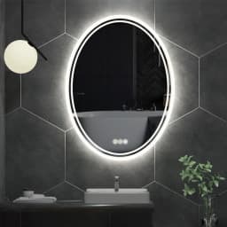 LUVODI Oval LED Bathroom Mirror 60x80cm/24x32in Backlit Vanity Mirror Dimmable 3 Color Anti-Fog Touch Control