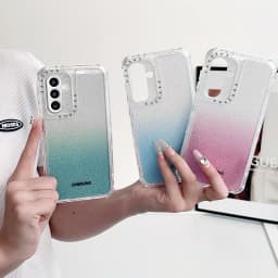 3 in 1 Bling Glitter Clear Shell Samsung Galaxy S25 S23 Ultra S24 S22 Plus S21FE A55 A35 A25 A15 A56 A14 A72 71 A52 A51 Case