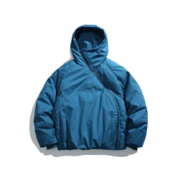 Unisex Diagonal Zipper Hooded Thickened Cotton-Padded Jacket: Unique Design Trendy Couple Outerwear for Winter Warmth