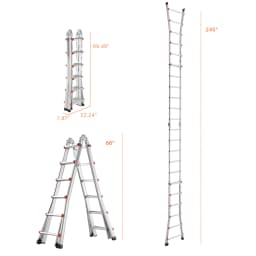 SucceBuy Telescoping Ladder A Frame Compact Aluminum Extension Ladder Multi-Function Portable Collapsible RV Ladder for Homework