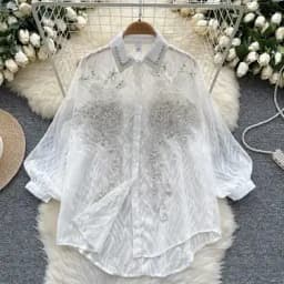 Women's Shiny Button Shirt Spring and Autumn Long Sleeve Top Designer Women's Clothing Korean Fashion Loose High Quality Retro