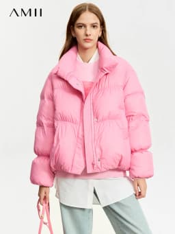 AMII Minimalist Women's Winter Down Jacket Zipper Button Warm Short Overcoats 2025 Winter New Female Solid Down Jacket 12344053