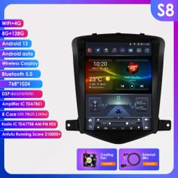 9.7'inch 2Din Carplay Android 13 Car Radio For Chevrolet Cruze J300 2008-2012 Multimedia Navi GPS Head Unit Stereo BT 4G Player