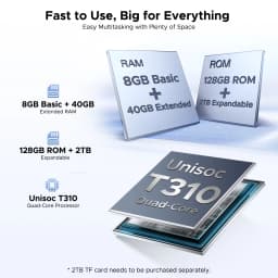 POCKAM P10 Tablet 10.1 "Tablet PC Display 48GB RAM(8GB + 40GB) 128GB ROM 7000mAh Unisoc T310 Android 16 Gemini AI Widevine L1