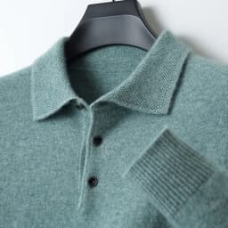 LHZSYY 100%Merino Wool Hot Cardigans Men Lapel Pullover Long Sleeve POLO Neck Sweaters Loose Tops Knit Clothing Large Size Shirt