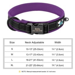 Reflective Personalized Dog Collar Engrave ID Nylon Collars Soft Padded Dogs Collar Adjustable for Small Medium Large Dogs Pug