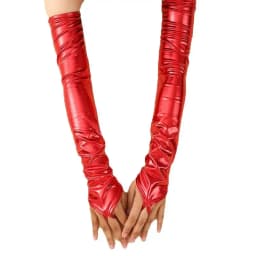 Women Multiple Colors Lacquer Leather Hook Finger Long Gloves Cosplay Nightclub Pole Dance Stage Performance Sexy Mittens