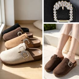 Women Large Size Closed Toe Mules Adjustable Buckle Slip‑on Slippers Ladies Casual Daily Flat Slides For Outdoor Walking