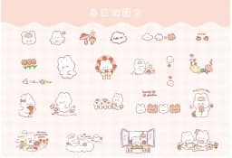 46pcs/pack PET Fleecy Pink Bunny Kitten Puppy Piggy Cute DIY Decorative Materials Kawaii Stationery Stickers Bag