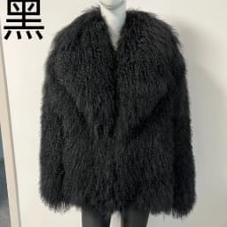 Beiziru Women's Mongolia Sheep Fur Coat Turn-down Collar Real Warm Stylish Outerwear Jacket