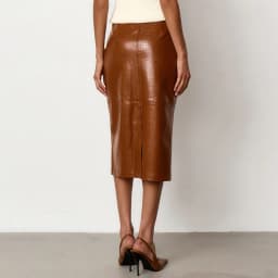 Linad Street Chic Black PU Mid Calf Skirts Women Vintage Slim High Waist Split Skirts 2026 Fashion Zipper Straight Skirt Female