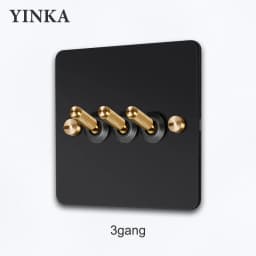 YINKA Stainless Steel Light Switch with Copper Toggle, Durable Modern Metal Wall Switch for Home, Single/Double/Triple Options