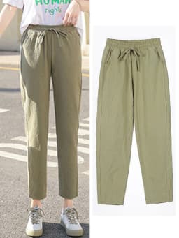 Women Spring Summer Pants Cotton Solid Elastic Waist Candy Colors Harem Trousers Casual Female Pants