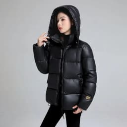 Black Thickened Cotton Jacket Hooded Unisex Short Size Large Loose Winter Coat Men's Women's Spring 2026 Chinese Brand